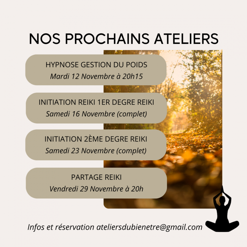 Nos prochains ateliers